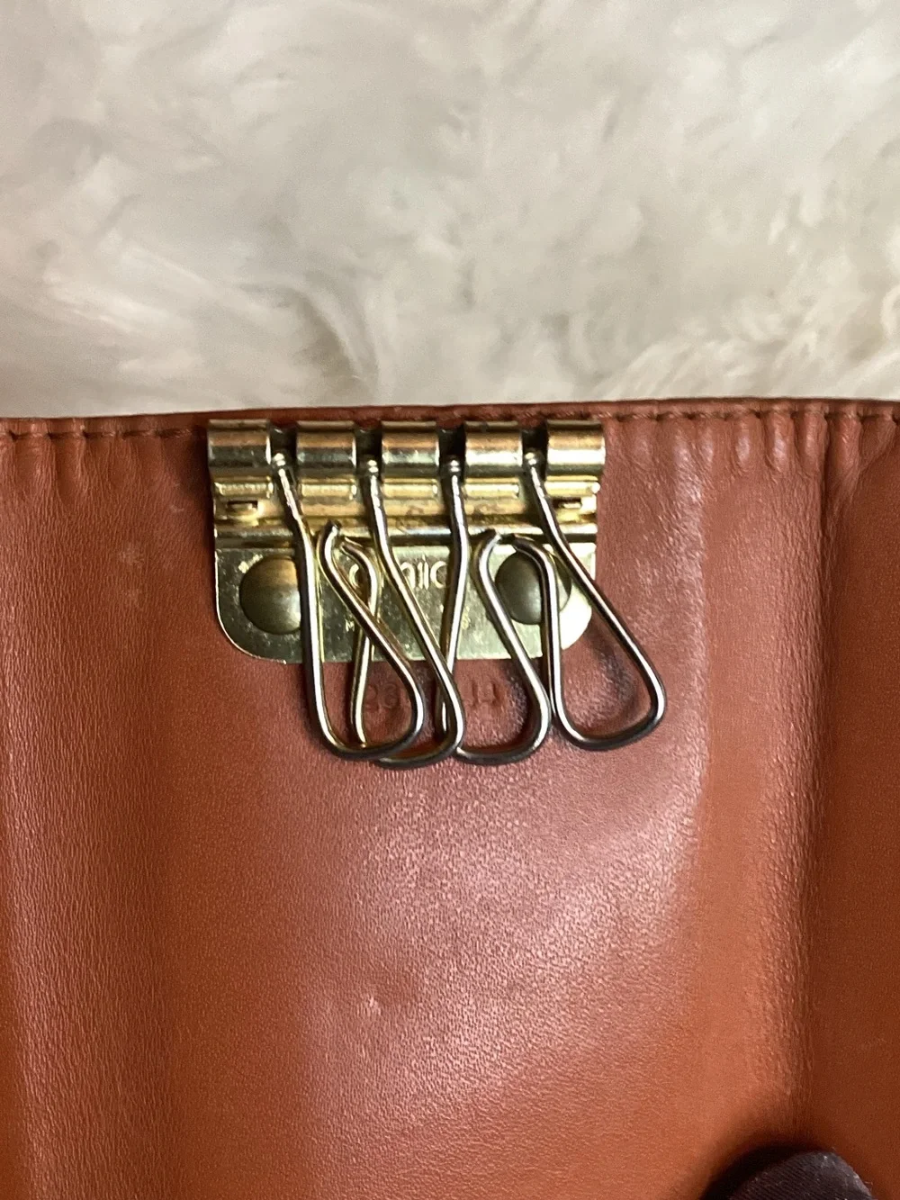 MCM Cognac Visetos Logo 4 keyholder